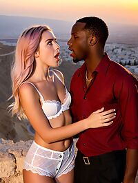 Man passionately kisses a young woman at sunset in Masada Israel
